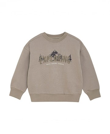 探險褐色內刷毛長袖上衣98cm