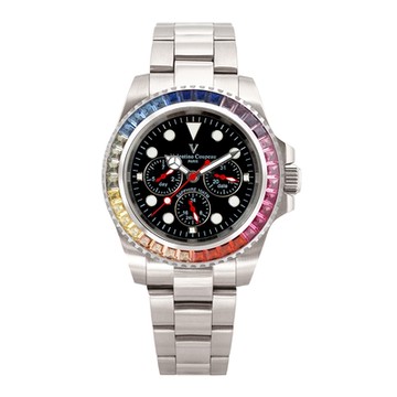 Valentino Coupeau 范倫鐵諾 古柏 梯鑽三眼水鬼腕錶(銀殻/彩虹鑽/黑面/鋼帶)