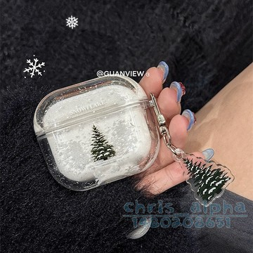 流沙聖誕樹 簡約透明 適用AirpodsPro2保護套 1/2/3/4代保護殼 pro蘋果耳機殼 全包防摔殼 Pro3