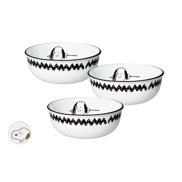【美國康寧 CORELLE】SNOOPY史努比 復刻黑白、好朋友 473ml韓式湯碗<多件專案>