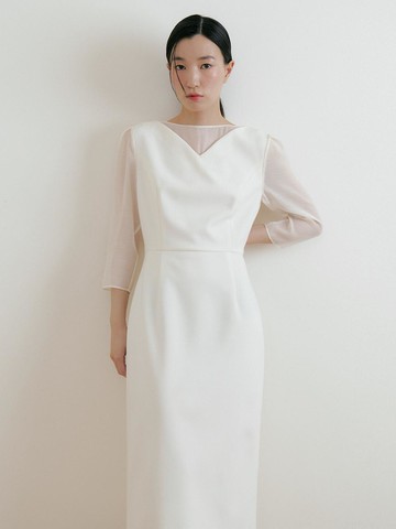 See-through Wrap Dress [Ivory]