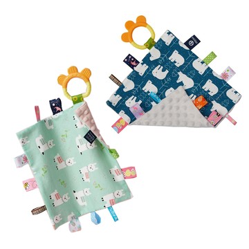 【insular茵秀麗】豆豆絨咬咬安撫巾（固齒器/標籤）