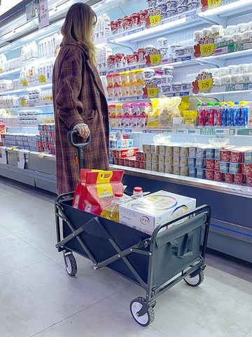 超市購物車可坐折疊小拉車取快遞小推車買菜行李戶外拖車神器便攜