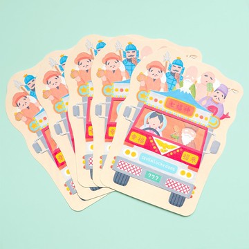 【5張一組】祝福卡 裝飾卡車七福神