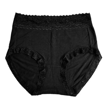 摩力諾石墨烯天絲棉蕾絲內褲（中高腰）-M黑