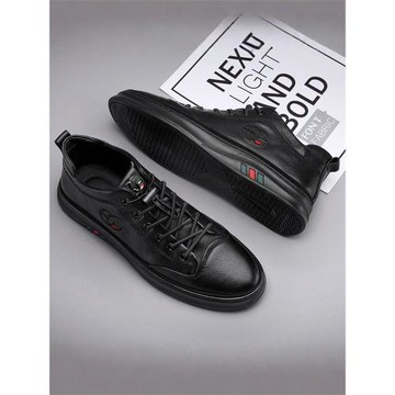 CARTEL鱷魚男鞋冬季2025新款百搭板鞋男士休閑皮鞋商務黑色工作鞋