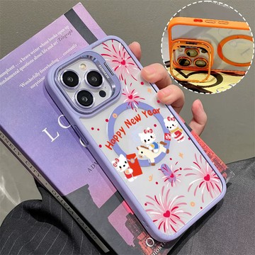 煙花凱蒂貓 磁吸手機殼 金屬鏡頭支架 保護殼 適用於iPhone 17 16 15 14 13 12 11 Max防摔殼