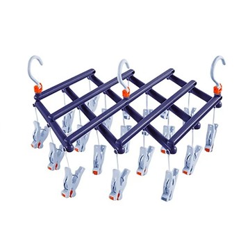 秒收曬衣架 19夾 可伸縮折疊 不佔空間  深紫色  1個