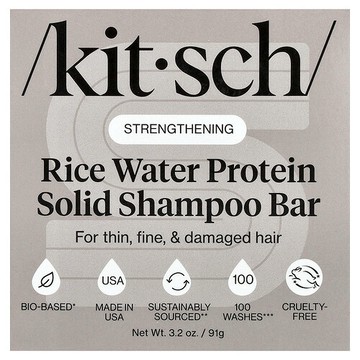 Kitsch, 強韌固體洗髮皂，稻米水蛋白質，白茶和柑橘，1 條，3.2 盎司（91 克）