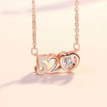 浪漫520項鏈女鎖骨鏈飾品 跳動的心抖音吊墜銀新品情人節配飾