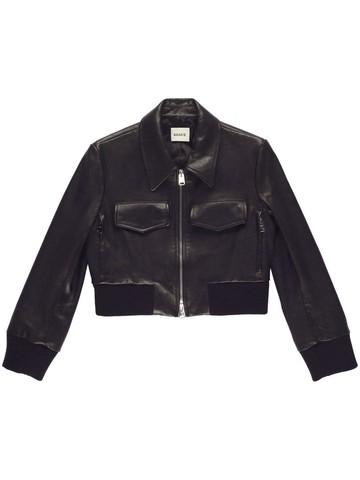 KHAITE - Hector cropped leather jacket - women - Lambskin/Cupro - XL - Black