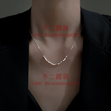 銀項鏈 女小方塊輕奢小眾設計感高級鎖骨鏈 百搭配飾【不二雜貨】