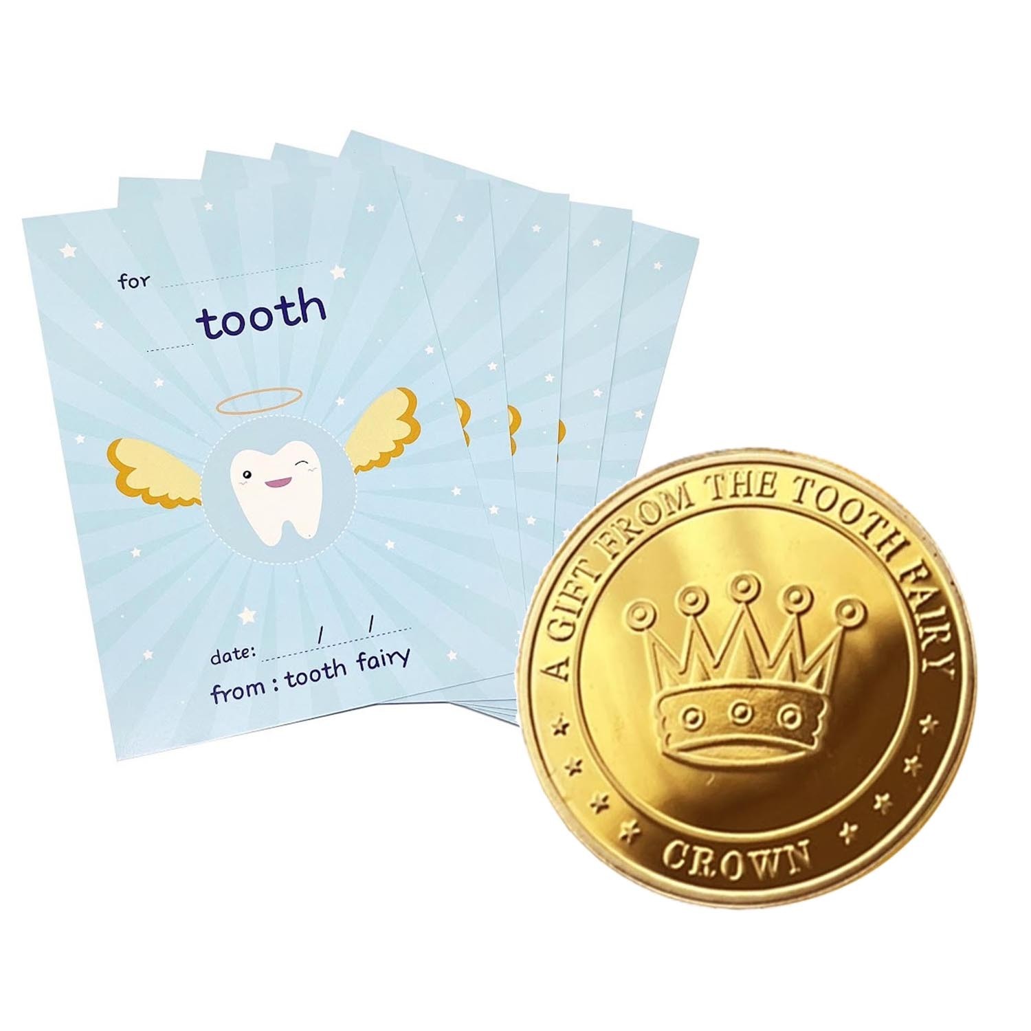 MangoBanana - 牙仙子收藏金幣5入組(粉袋款)-皇冠-贈牙仙子金幣蒐集卡-藍推薦| 媽咪愛| LINE購物