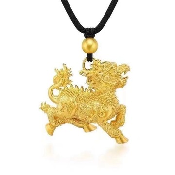 臺灣出貨🌺【清倉】轉運火麒麟吊墜金色帥氣招財麒麟精緻高檔送爸爸送男友禮