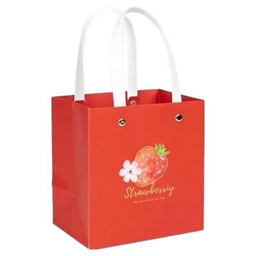 德德小品集 禮品袋-甜甜草莓S 精美草莓圖案 小巧手提禮品包裝袋 適用於生日節慶  1入