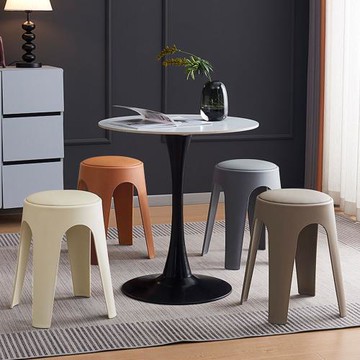 AOTTO 莫蘭迪貓抓皮加厚疊加圓凳椅凳-2入(凳子 椅子 圓凳 化妝椅 塑膠椅 餐椅 休閒椅)