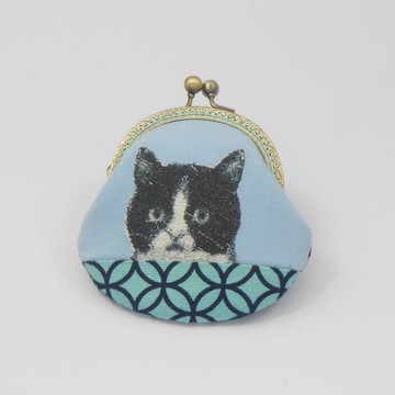 刺繡 8.5cm口金零錢包54-黑白貓