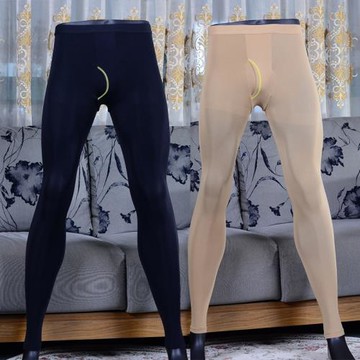 男士厚九分絲襪豎開口天鵝絨保暖連褲襪修身運動打底襪褲緊身