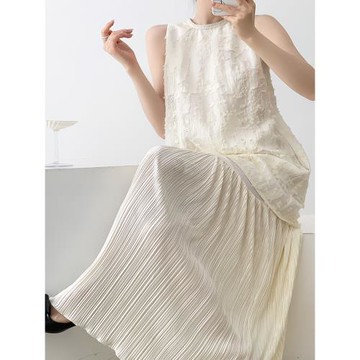 (免運)WTT萬太太南法假兩件度假風掛脖連衣裙子夏季今年流行漂亮套裝裙