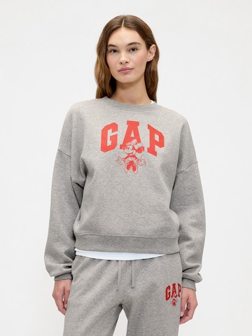 女裝 Gap x Disney迪士尼聯名 Logo印花圓領大學T-淺灰色