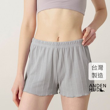【Anden Hud】下身_療癒烘焙．拷邊抽針居家短褲(鳶尾紫) 純棉台灣製