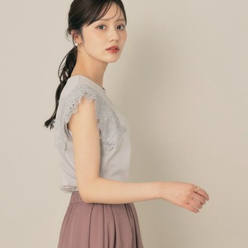 Couture Brooch 法式肩部雕花蕾絲上衣-灰色38(M) 50812565【World Taiwan】