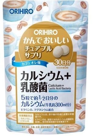 日本【ORIHIRO】鈣&乳酸錠 咖啡歐雷風味錠30日分 2024/4