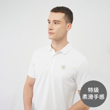 GIORDANO 男裝刺繡短袖POLO衫 Liquid Touch系列 - 25 標誌白