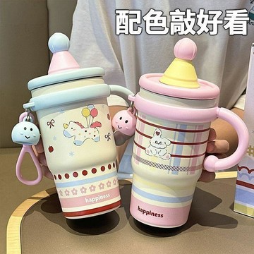 🔥桃園出貨🔥高顏值大容量卡通保溫杯女生辦公室吸管學生冰霸杯生日禮物送女生
