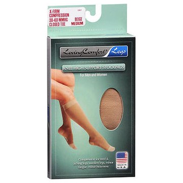 Loving Comfort Support Knee High Stockings XFirm Compression Beige Large 1 Each by Scott Specialties