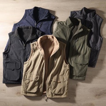 北歐戶外牛貨！雙面可穿！秋冬防風防水男立領保暖搖粒絨馬甲背心