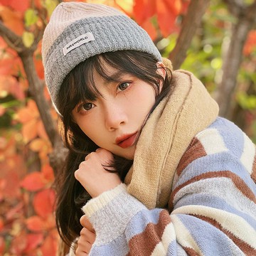 毛線帽 【ISW】悉心界針織撞色毛線帽-藍綠色 男女