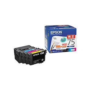 (まとめ) エプソン EPSON インクカートリッジ 大容量4色パック IC4CL75 1箱（4個：各色1個）  