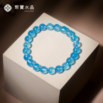 【漸層海藍寶手鍊】手鐲 水晶直播 原礦 手珠 白水晶 吊墜 戒指 聚寶水晶