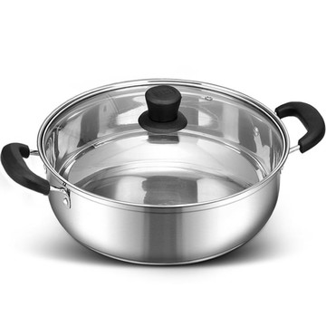 熱銷新品~火鍋鍋家用不銹鋼鍋具煮湯盆專用雙耳小燃氣煮鍋加厚電磁爐湯鍋 雙11全館免運
