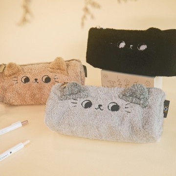 O-CAT－軟毛貓三角筆袋。JPC-158。文具收納