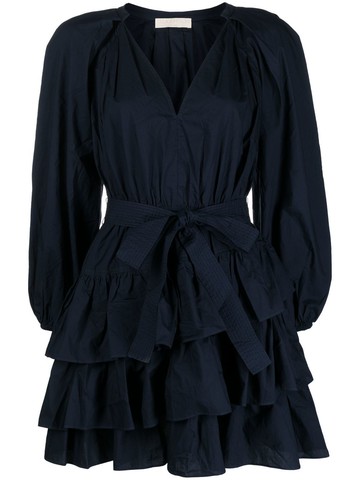 Ulla Johnson - tied-waist tiered mini dress - women - Cotton - 2 - Blue