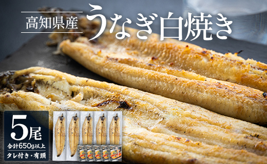 高知県産うなぎの白焼き 130～150ｇ×5尾 エコ包装 国産 うなぎ 白焼き 鰻 冷凍 高知 yw-0054