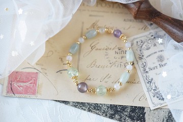 葡萄汁。葡萄石 紫晶 紫玉髓 巴山玉 月亮石 天然石 水晶手鍊