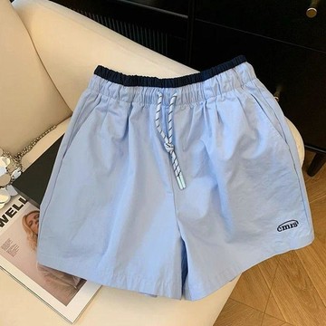 美式速幹運動褲女夏季新款寬鬆小個子多巴胺甜酷休閒短褲女三分褲韓版短褲 休閒短褲 運動短褲 性感短褲 可愛短褲