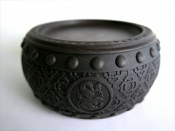 7117 - 【我愛中華筆莊】15cm 生肖鼓硯-龍 石雕硯台／水盂筆洗 ◆肇慶端硯名硯 T1205