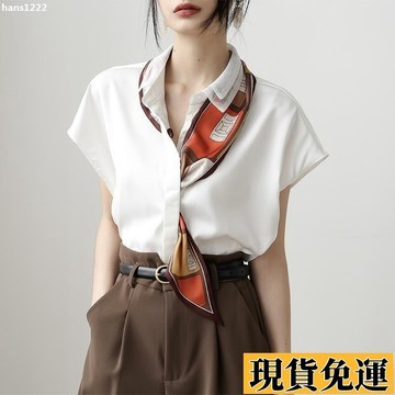 【台灣出貨】 夏季2025新款襯衣 法式雪紡白色短袖 襯衫女 設計感小衆氣質薄款上衣