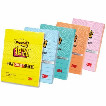 3M  643S 利貼 狠黏 可再貼便條紙 (橫格)【APP滿額下單4%點數(單一帳號最高1000點)】7/31止