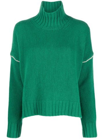 Woolrich - contrasting-stitch knitted jumper - women - Virgin Wool - S - Green