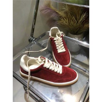 歐洲站2024秋冬新款女真皮平底休閑鞋系帶安可拉紅色韓版百搭板鞋