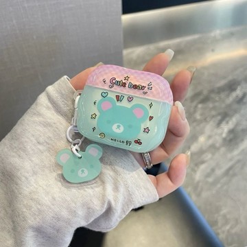 ✨耳機保護殼✨薄荷綠輕松熊Airpods4代耳機套pro適用蘋果3代新款保護套Airpods2