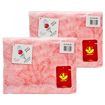 GRACE 格蕾絲 純棉緹花舒適枕巾 52x70cm  粉色  2條