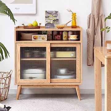 源氏木語柏林原木色橡木1M雙門玻璃儲物櫃 Y83Q01 (H014350013)