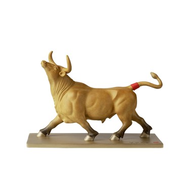 銅作TUMZUO 鴻運牛之牛市如虹 高溫著色 彩色顏料手繪 全黃銅手工打造 銅雕 居家裝飾 收藏 送禮 擺設 裝設