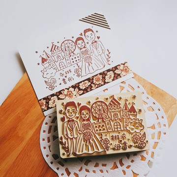 手工橡皮章－浪漫專屬城堡婚禮章 6X9cm